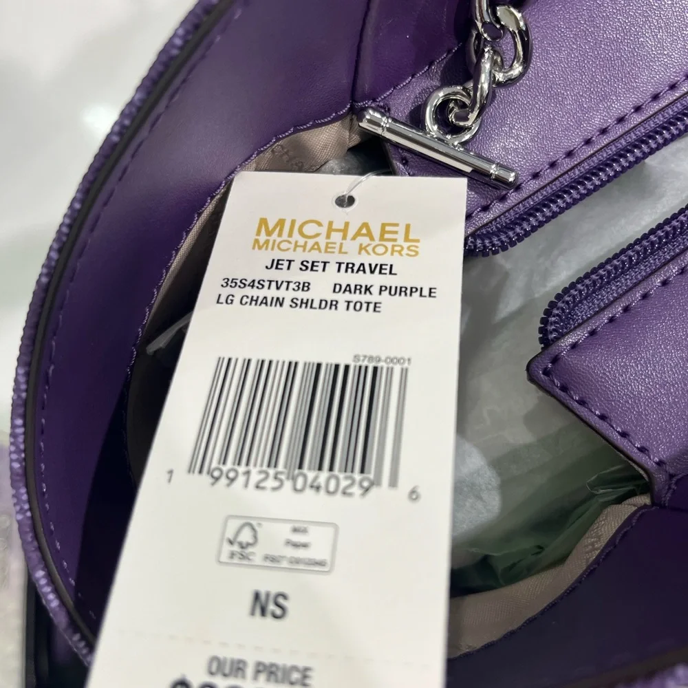 Michael Kors Dark Purple Shoulder Chain Tote_6